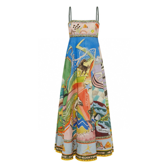 ALEMAIS Lucky Pace Shirred Linen Midi Sun Dress US 4 - Picture 3 of 11